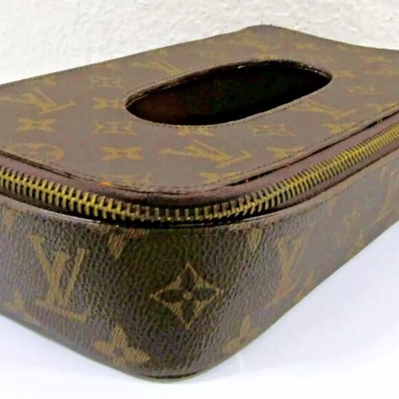 Louis Vuitton Monogram Leather Zippered Tissue Holder Box - Picture 1 of 11